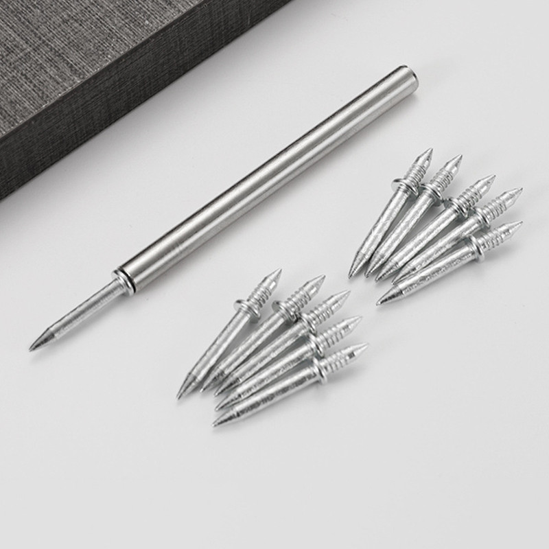 🟢COD🟢100ตัว ตะปูสองด้าน งานปิดขอบ ซ่อนหัวตะปู ทำจากเหล็กแข็ง หัวแหลมสองด้าน มีตัวตอกให้ด้วยในกล่อง สำหรับงานไม้ งานขอบ - รูปที่ 4