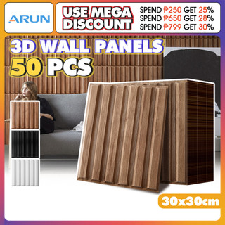 50Pcs 3D Wall Panel Pvc Wood Design Wall Sticker Living Room Aesthetic Backround Wallpaper Decor