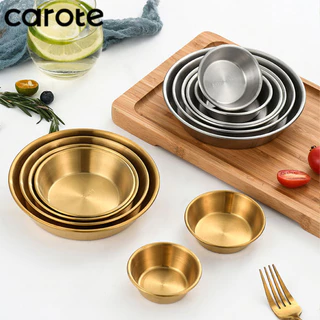 CAROTE ชามเกาหลี ชามเกาหลีสีทอง10.5/12/14CM ชามเกาหลีสแตนเลส สําหรับอุปกรณ์ครัวที่บ้านในร้านอาหารตะวันตก
