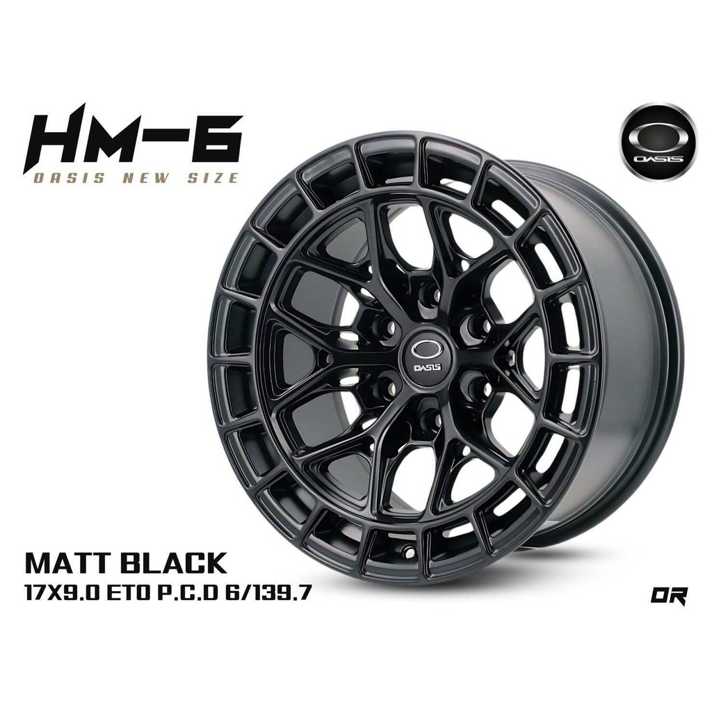 ล้อแม็ก ขอบ17 OASIS HM-6 17X9.0 6H139.7 ET-O สีดำ🔰โปรลด55%😍ราคา4วง✅แถมจุ๊บลมยางแท้👍มีรับประกันนาน 36