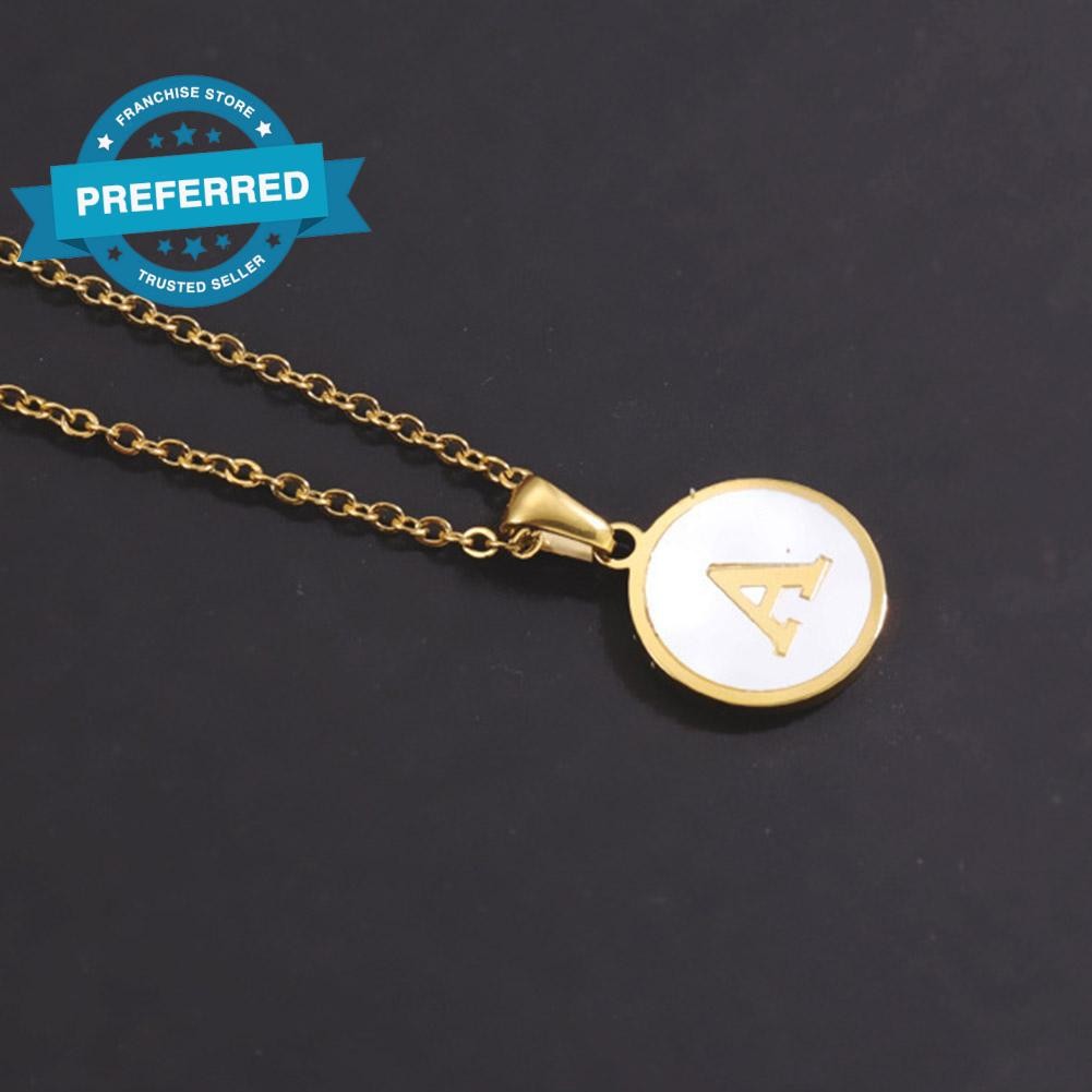 AZ 26 ตัวอักษรจี้สร้อยคอโลหะสําหรับผู้หญิงผู้ชายวันเกิดสร้อยคอคริสต์มาส D0o3