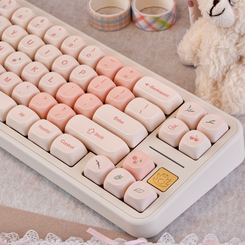 Orange Dot Pink Peach PBT Keycaps MOA โปรไฟล์ DYE-SUB เค้าโครงภาษาไทยสําหรับ 61/68/87/96/104 คีย์บอร