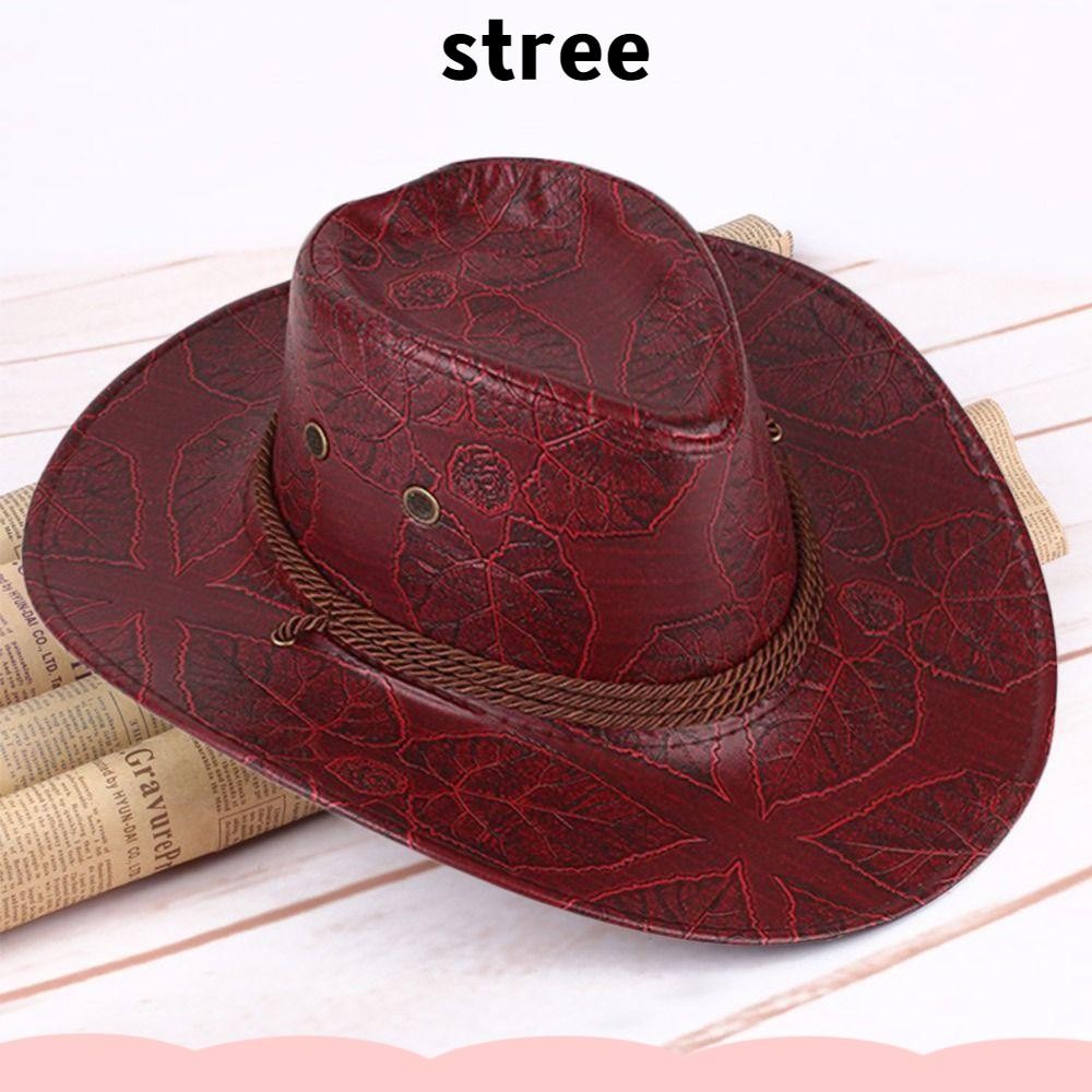 หมวกสไตล์คาวบอยหนังแท้ ออกแบบโดย Western Knight พร้อมลายวินเทจแบบแจ๊สมากความเท่ห์ สำหรับสวมใส่กลางแจ้งและป้องกันแสงแดด เหมาะสำหรับทั้งผู้ชายและผู้หญิง