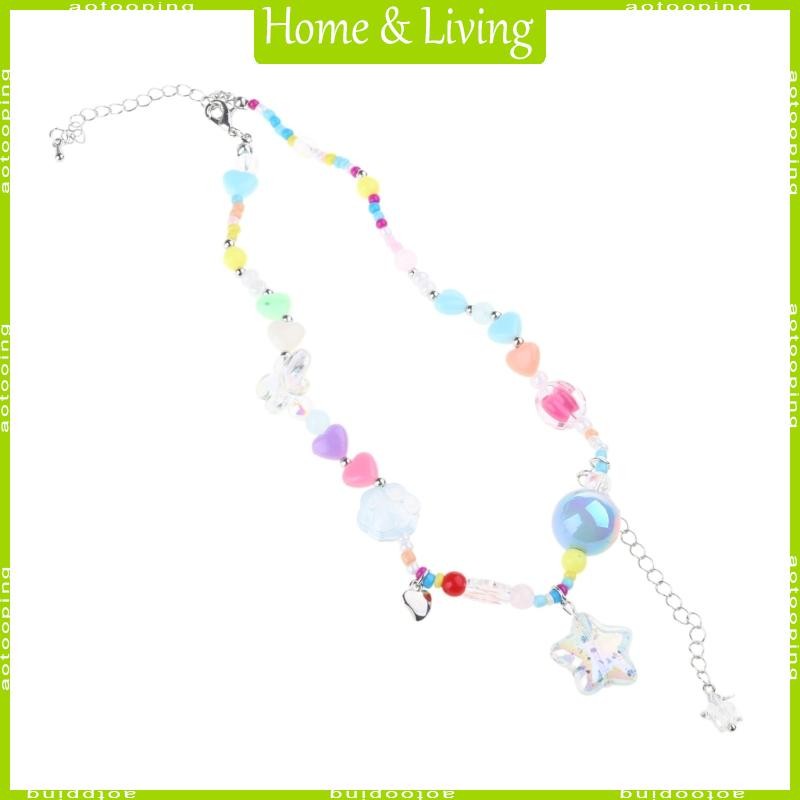 Bohemian Beaded Necklace Summer Resin Heart Star Necklace Hawaii Beach Necklace