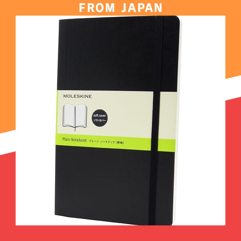 Moleskine Classic Notebook Soft Cover Plain Large Size (13cm x 21cm) Black QP618