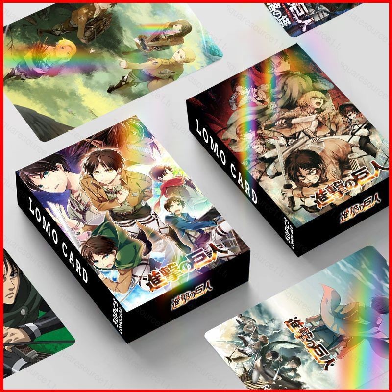 SQ1 30pcs Attack on Titan เลเซอร์ Lomo การ์ดอะนิเมะ Mini Card Photo Card HD Flashcard Photo Card ชุด