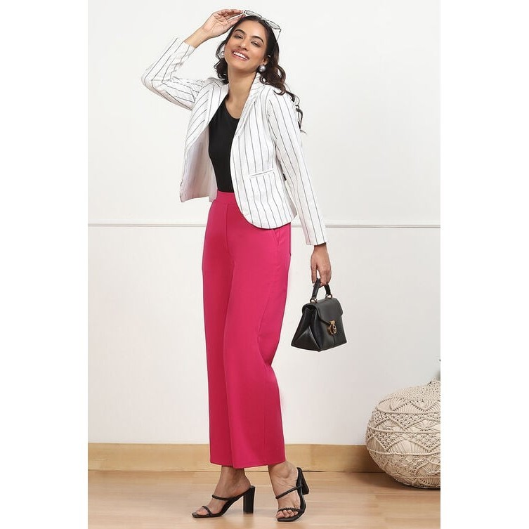 Fuchsia Solid Relaxed Fit Pants