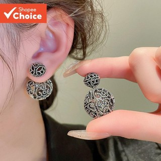 Silver Needle Round Hollow Earrings for Women High End Fashion Jewelry Design