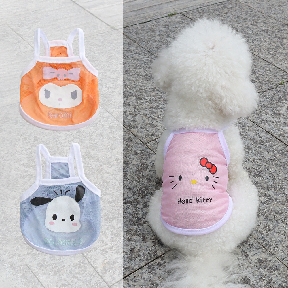 SANRIO สัตว์เลี้ยงตารางฤดูร้อนเย็นสลิงแมวสุนัข ซานริโอ ระบายอากาศขนาดเล็กกลับหัวใจสุนัขขนาดเล็กเครา คอร์กี้