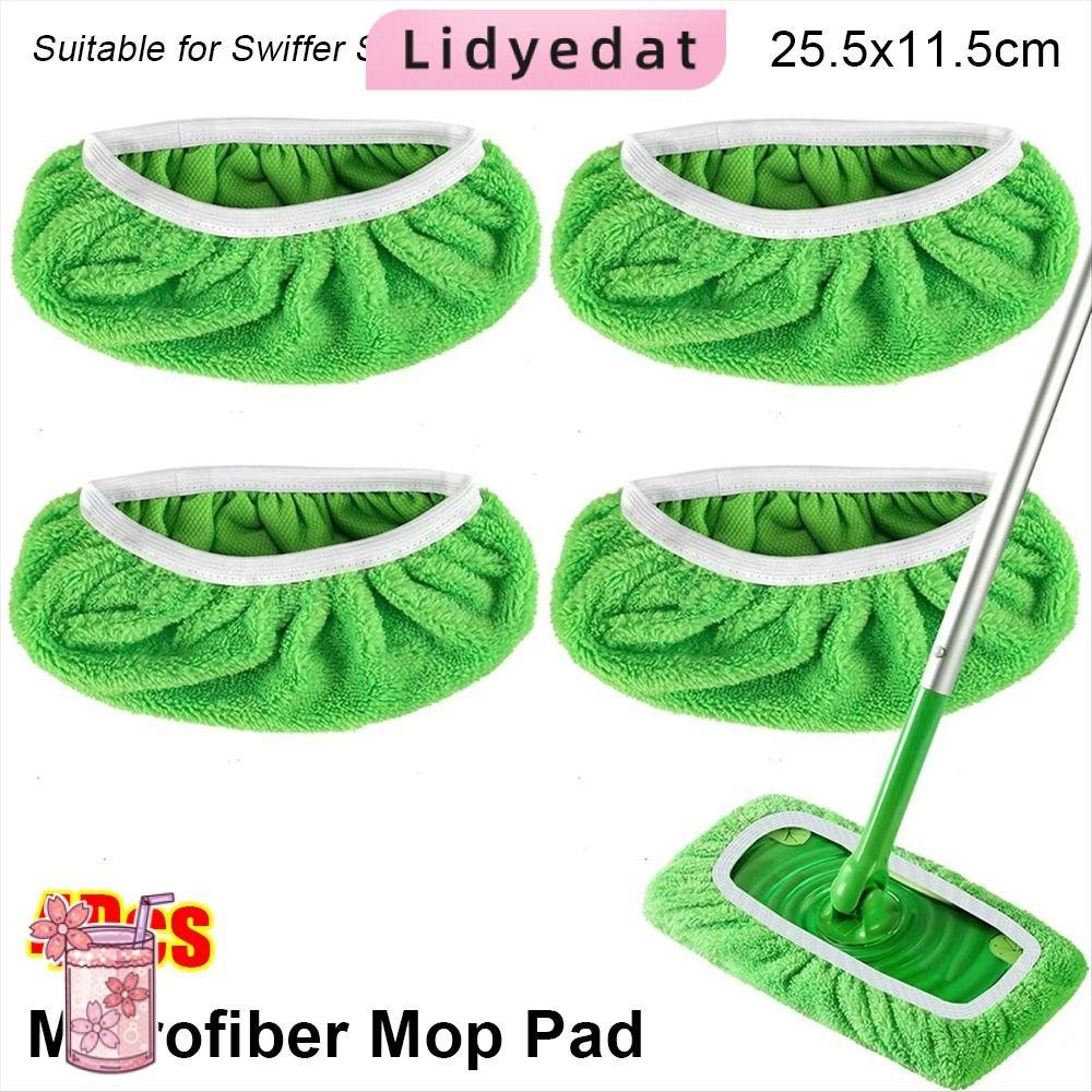 LIDYEDAT165 4 ชิ้นไมโครไฟเบอร์ Mop Pads,ฟองน้ําดูดซับล้างทําความสะอาดได้ผ้า Mop,แบน Mop Head Reusable Sweeping ผ้าสําหรับเปียกและแห้งทําความสะอาด