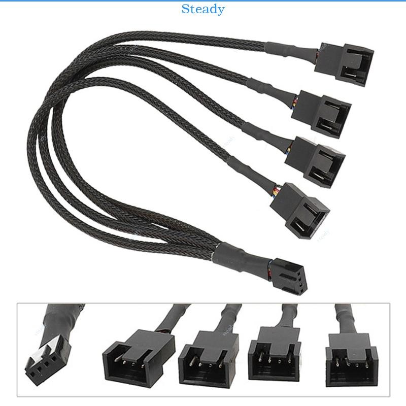 Steady 3 4 Way 4 Pin PWM พัดลม Splitter สาย PC พัดลมสายต่อ PWM พัดลมสายต่อสําหรับคอมพิวเตอร์ 4Pin Co