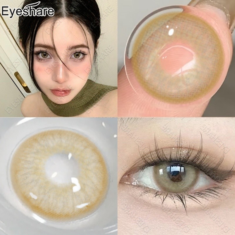 1 คู่ 2 ชิ้น SIAM ธรรมชาติ สีน้ำตาล คอนแทคเลนส์ อ่อนนุ่ม สีเทา สำหรับการแต่งตา คอนแทคเลนส์ 14.2มม.