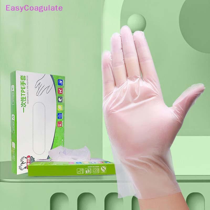 Eas 100 ชิ้น/กล่อง Latex ฟรีถุงมือ TPE ถุงมือทิ้งโปร่งใสลื่นกรดทํางานความปลอดภัยเกรดอาหารในครัวเรือนทําความสะอาดถุงมือ Ate