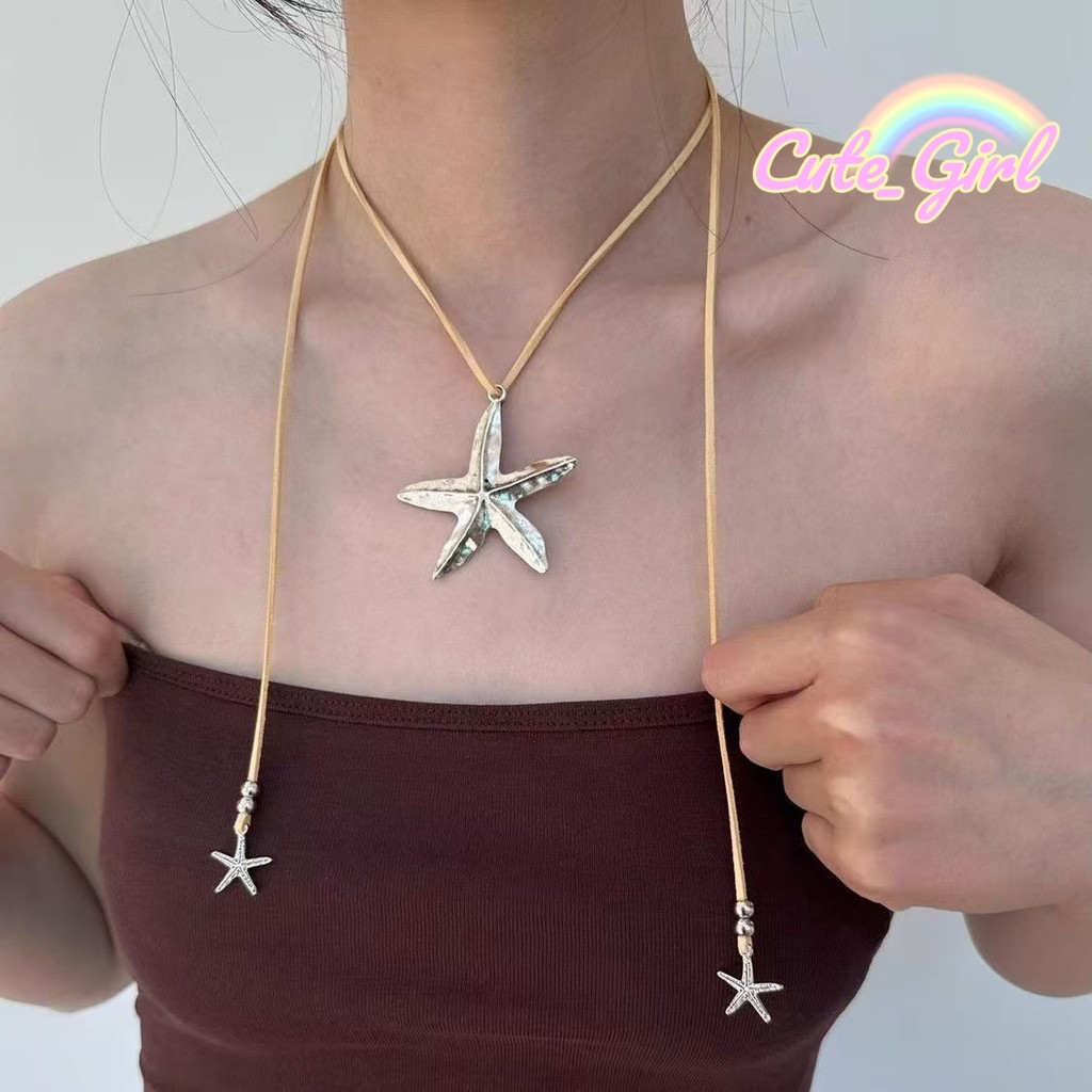 Cute_Girl ✨✨ สร้อยคอแฟชั่น จี้รูปปลาดาววินเทจ วิธีการสวมใส่ที่หลากหลาย ราคาที่เอื้อมถึง มีสไตล์และเรียบง่าย y2k