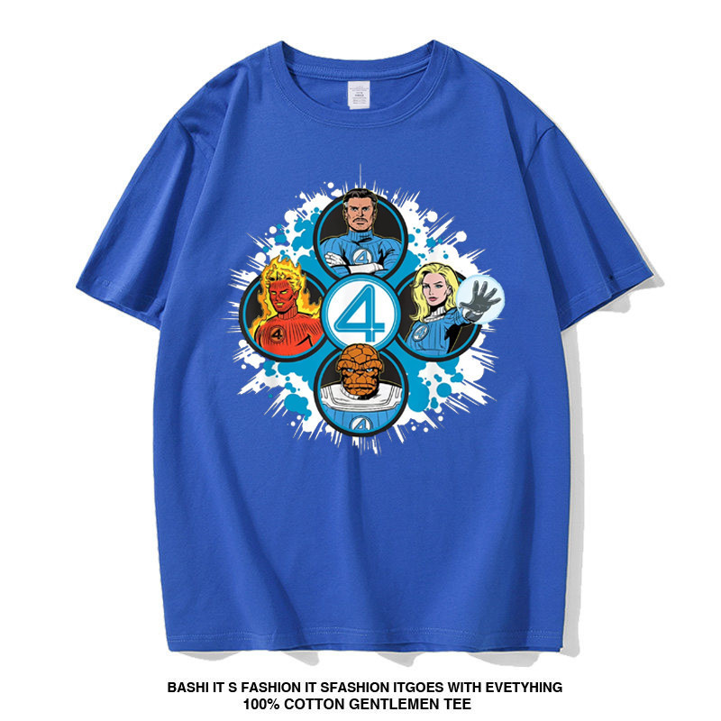 2025 Marvel Fantastic Four First Steps เสื้อ Retro Superhero Fantastic 4 Graphic Tee 10