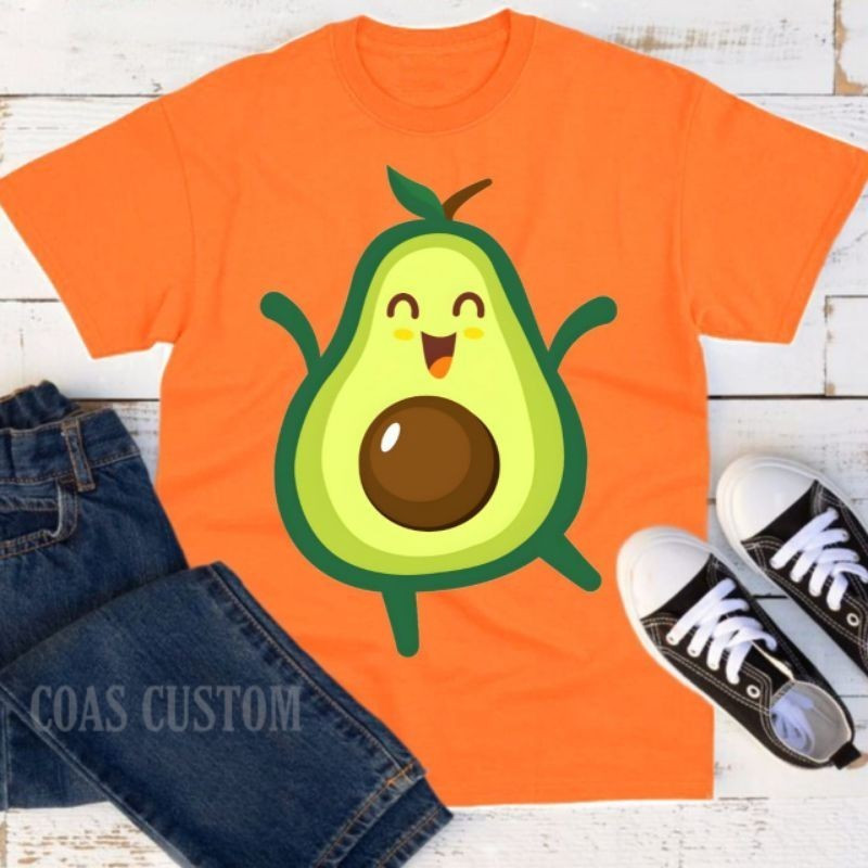 เสื้อยืดแขนสั้นการ์ตูนพิมพ์ลายอะโวคาโด รูปที่ 7