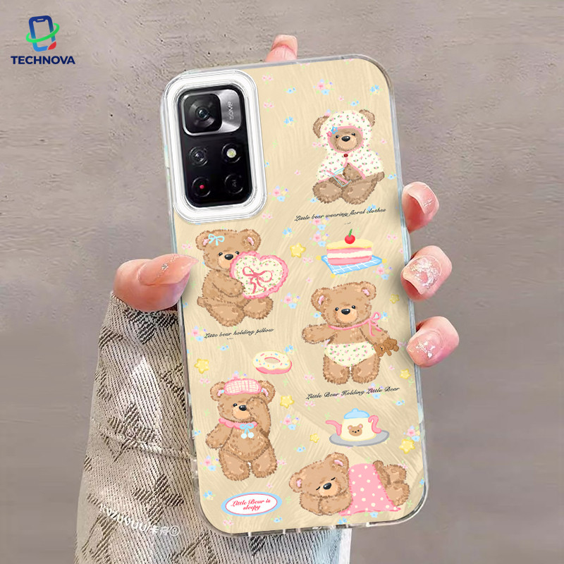 RedmiหมีขนมIMDโฮโลแกรมFeatherกรณีแฟชั่นเหมาะสําหรับRedmiหมายเหตุ9A 9I 12 9C 13 13C 9 14 10S