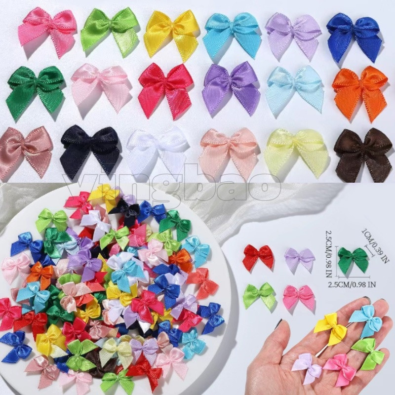 200 ชิ้น 1 "มินิซาตินริบบิ้นโบว์,งานฝีมือเล็กๆโบว์ตกแต่งสําหรับ DIY Cheer Pins ที่หนีบผ้าอุปกรณ์เสริมงานแต่งงานของขวัญกล่องเครื่องประดับ