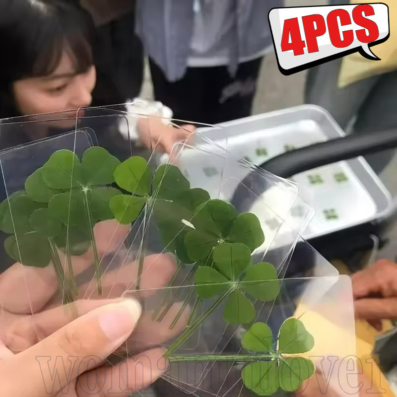 โปสการ์ดโคลเวอร์สี่ใบนําโชค - หน้าหนังสือโปร่งใสอะคริลิค - หญ้าการ์ดอวยพรโปร่งใส - ที่คั่นหนังสือสี่ใบนําโชค - สําหรับครูคนรักหนังสือนักเรี