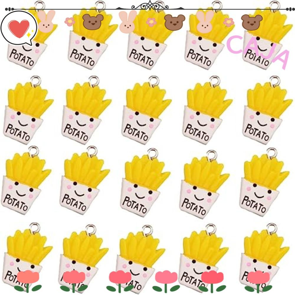 CAJA1 20 ชิ้น French Fries Pendnat Charms, 15*20 มม.20 ชิ้น DIY จี้,หัตถกรรม Jewery ทําผู้หญิง