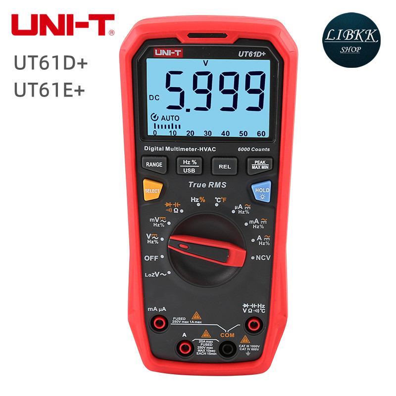 UNI-T  UT61D+ UT61E+ เครื่องทดสอบมัลติมิเตอร์ดิจิทัล AC DC แรงดันไฟฟ้า ความต้านทาน ประจุกระแสไฟ