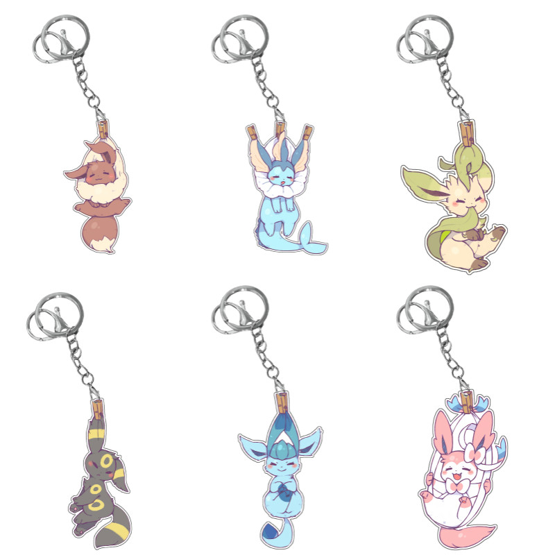 Pokemon พวงกุญแจแขวน Eevee Vaporeon Sylveon Espeon Leafeon อะนิเมะเกมตัวละคร Self Made จี้อะคริลิค ธ.ค