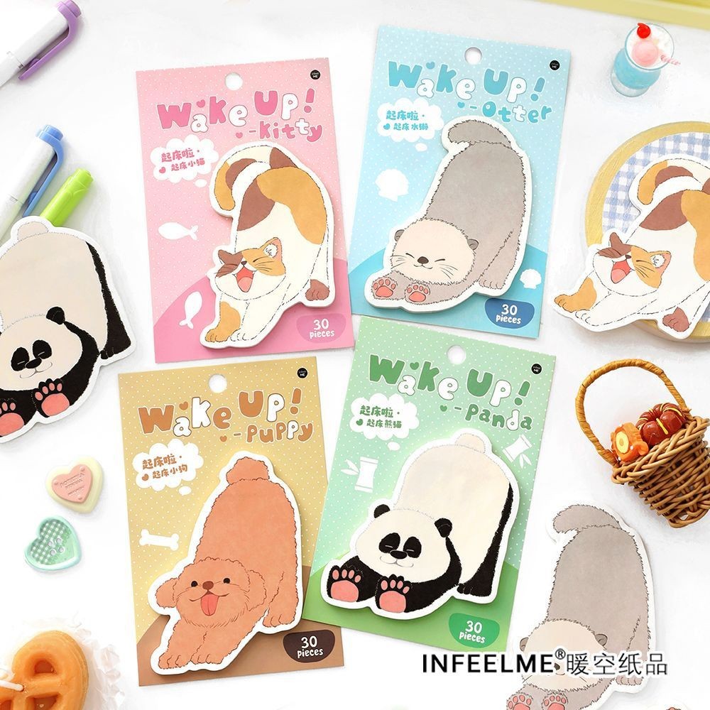 30 ชิ้นแมวสุนัข Panda Sticky Notes การออกแบบการ์ตูน Memo Cat Notepads สําหรับอุปกรณ์สํานักงานโรงเรียน Kawaii เครื่องเขียน