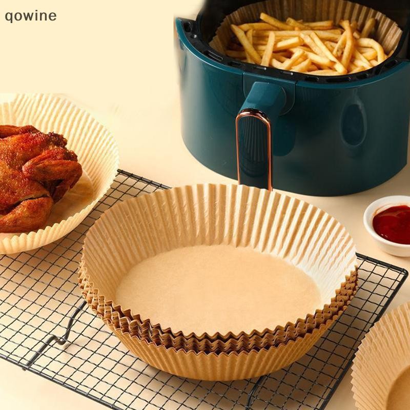 [qowine] 25/50pcs Air Fryer กระดาษแบบใช้แล้วทิ้งตะกร้า Non-Stick Oil-Proof Parchment รอบ Airfryer กระดาษรองอบอุปกรณ์ครัว TH