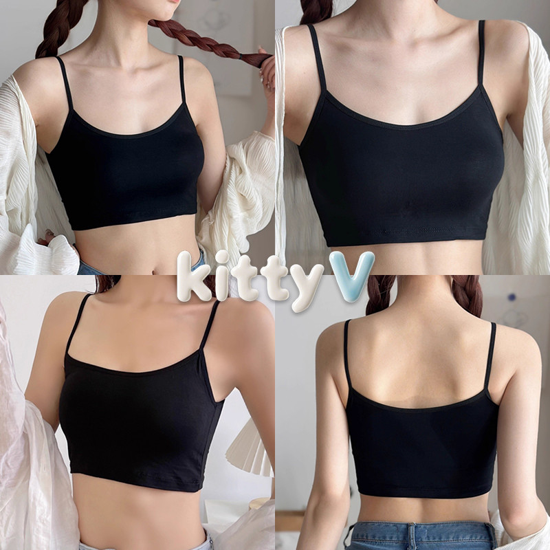kitty.vogue พร้อมส่ง เสื้อสายเดี่ยว เสื้อแฟชั่น ผ้านิ่มใส่สบาย ทรงครอปสั้น กำลังมา-YP-2
