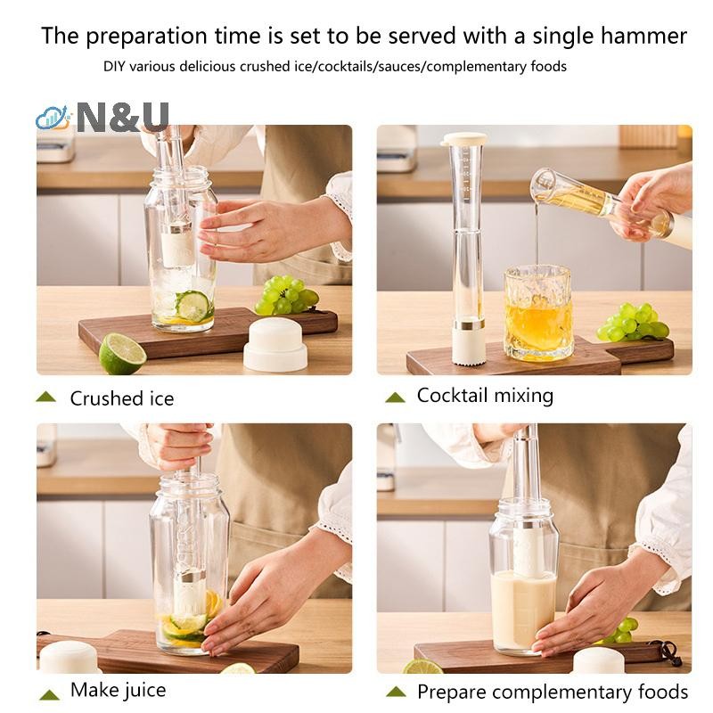 N&U Muddler สําหรับถ้วยวัดน้ํามะนาว Lemon Muddler 2 In 1 Cocktail Muddler ผสมเครื่องมือเครื่องมือวัด