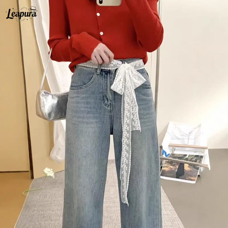 เข็มขัดมัลติฟังก์ชั่นผ้าพันคอผ้าไหมลูกไม้สีขาวY2Kเครื่องประดับแฟชั่นสำหรับผู้หญิง❤️Leapura