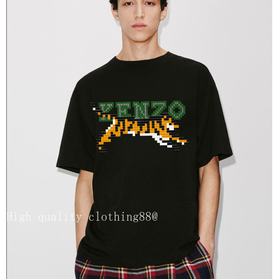 คุณภาพสูงใหม่ High Street เสื้อยืดแขนสั้นแฟชั่น Tiger-Shaped Network Cable Fon คอกลม Top