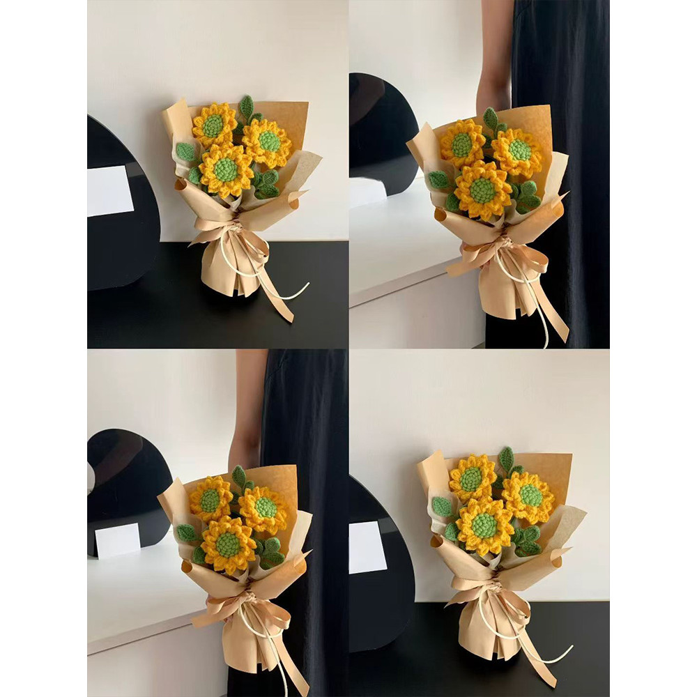 Beginner Teacher's Day Eternal Flower Sunflower Kit Crochet Newbie Gift Knitting Bouquet Yarn Handcr
