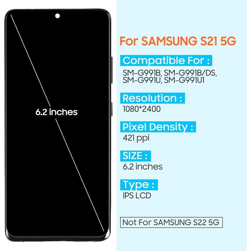 OLED สําหรับ Samsung Galaxy S21 5G ชุดเปลี่ยนหน้าจอ, จอแสดงผล LCD สําหรับ Samsung S21 SM-G991F G991W