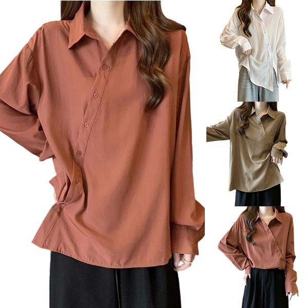Red Berryเสื้อเชิ้ตทรงหลวมแขนยาวทรงเข้ารูปทรงหลวมสำหรับผู้หญิงW548 – โปรปัง
