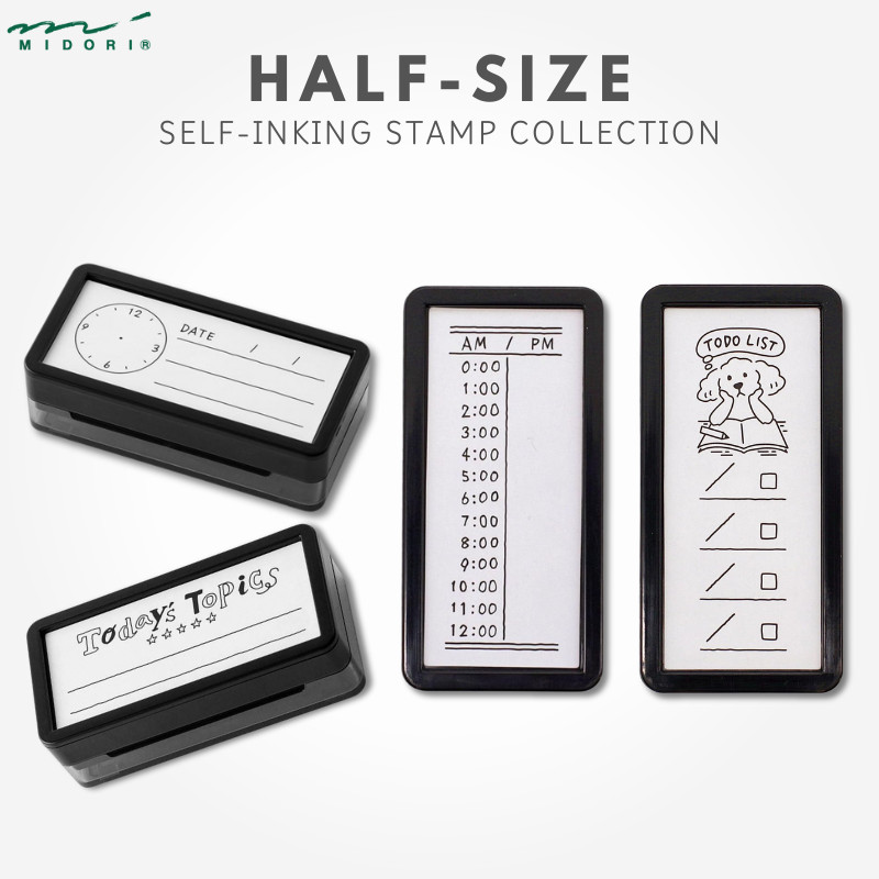 MIDORI DESIGNPHIL Half-Stamp Collection: Versatile Date and Note Stamps