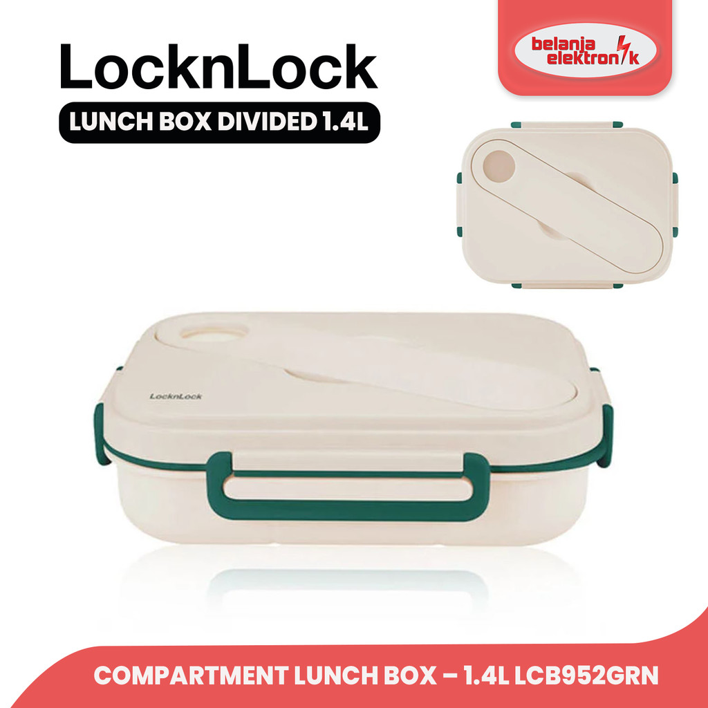 LOCKNLOCK LUNCH BOX DIVIDED COMPARTMENT LUNCH BOX 1.4L MICROWAVE SAFE LCB952GRN