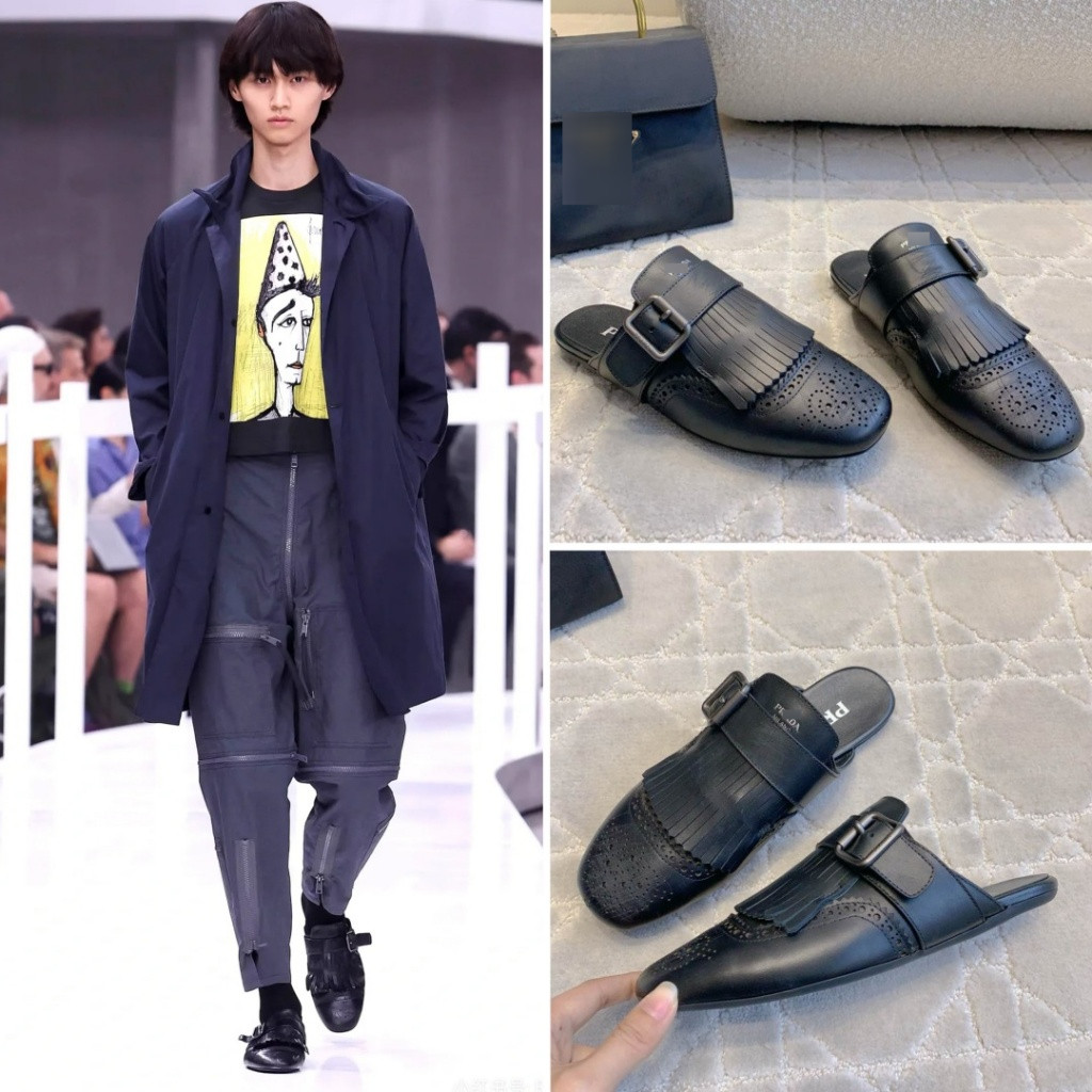 【ก่อนสั่งสอบถาม】ราคา2600/2700 PPP หนังแกะ หนังวัว Runway Look Make old fringe carvings รองเท้าเปิดส้