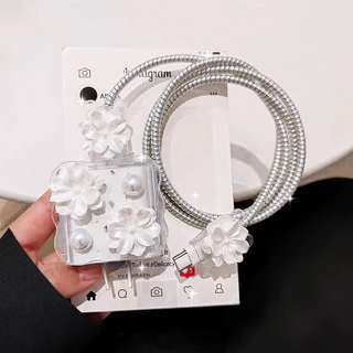 18W / 20W เคสชุดชาร์จสำหรับไอโฟน For Apple Power Adapter ชุดป้องกันสายชาร์จลายการ์ตูนน่ารัก รูปดอกไม้รูปสัตว์ INS
