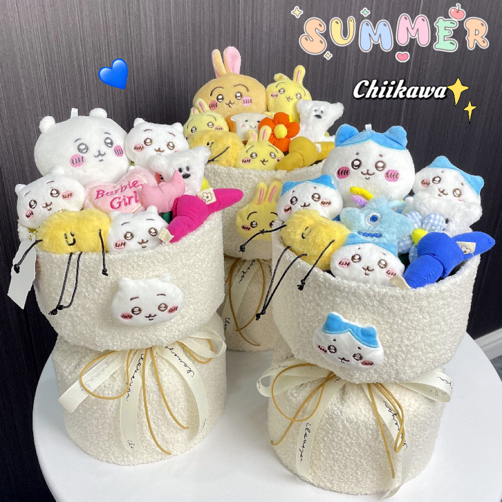 Kawaii Chiikawa Plush Bouquet น่ารัก Usagi Hachiware ตุ๊กตาตุ๊กตาของเล่น Creative Bouquet สําหรับแฟนของขวัญวันวาเลนไทน์