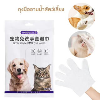 🐾🐶😻ถุงมือสัตว์เลี้ยงแบบใช้แล้วทิ้ง สัตว์เลี้ยงอาบน้ำ ดับกลิ่น ดูแลผิวสุนัขและแมว ถุงมือทำความสะอาด ถุงมืออาบน้ำ ดูแลขน