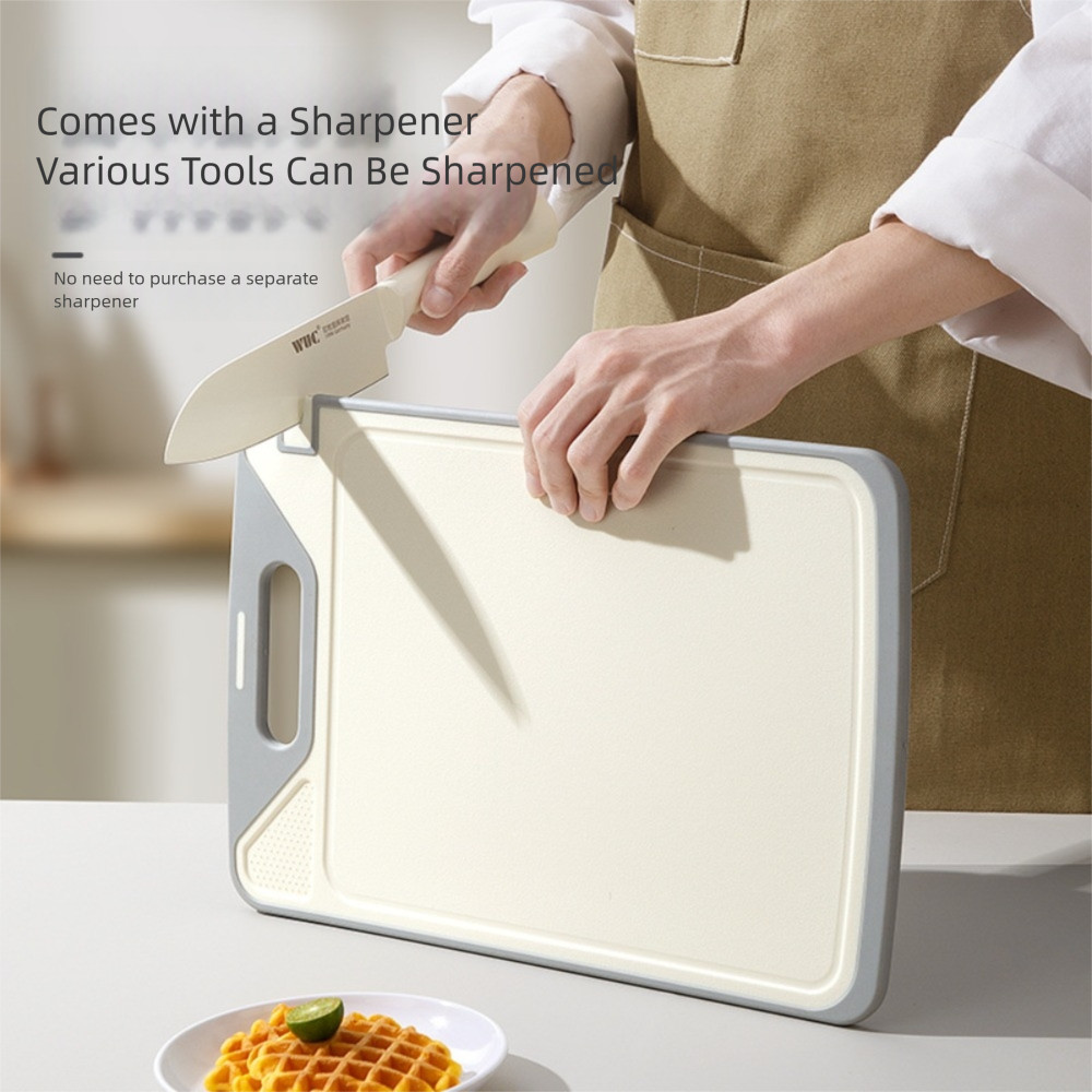 เขียง อามูระ เขียงมัลติฟังก์ชั่นสองด้านสแตนเลสทนทานกันลื่นพร้อมที่เหลาเขียงอุปกรณ์ครัว - รูปที่ 6