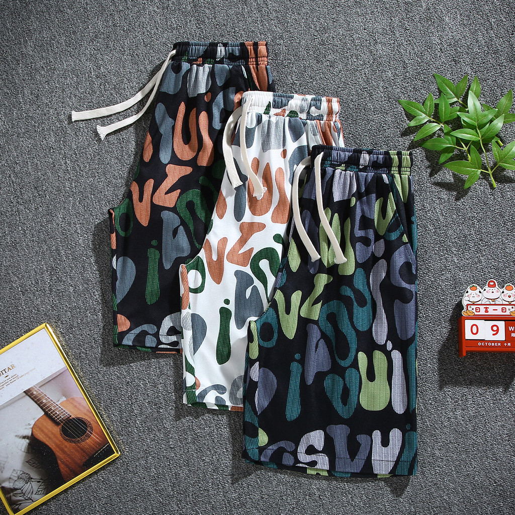 AP Store กางเกงขาสั้นใหม่พิมพ์กราฟิก ลายสวยคมชัด สินค้าขายดี  ใส่สบายสไตล์วันหยุดชิลล์ๆมี3สีให้เลือกใส่สินค้าพร้อมจัดส่ง - รูปที่ 4
