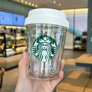 Starbucks Cup พร้อมฝาปิดแก้ว Sakura Series Limited Edition แก้ว Tumbler สีชมพู Cherry Blossom สีม่วง Gradient Double-Wall ฉนวนทนความร้อนสะสม 296ml