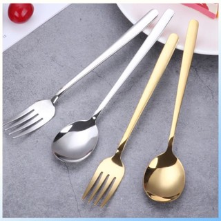 YTL ชุดช้อนส้อม เหล็กสเตนเลส ชุบทอง สีเงิน สําหรับร้านอาหาร …