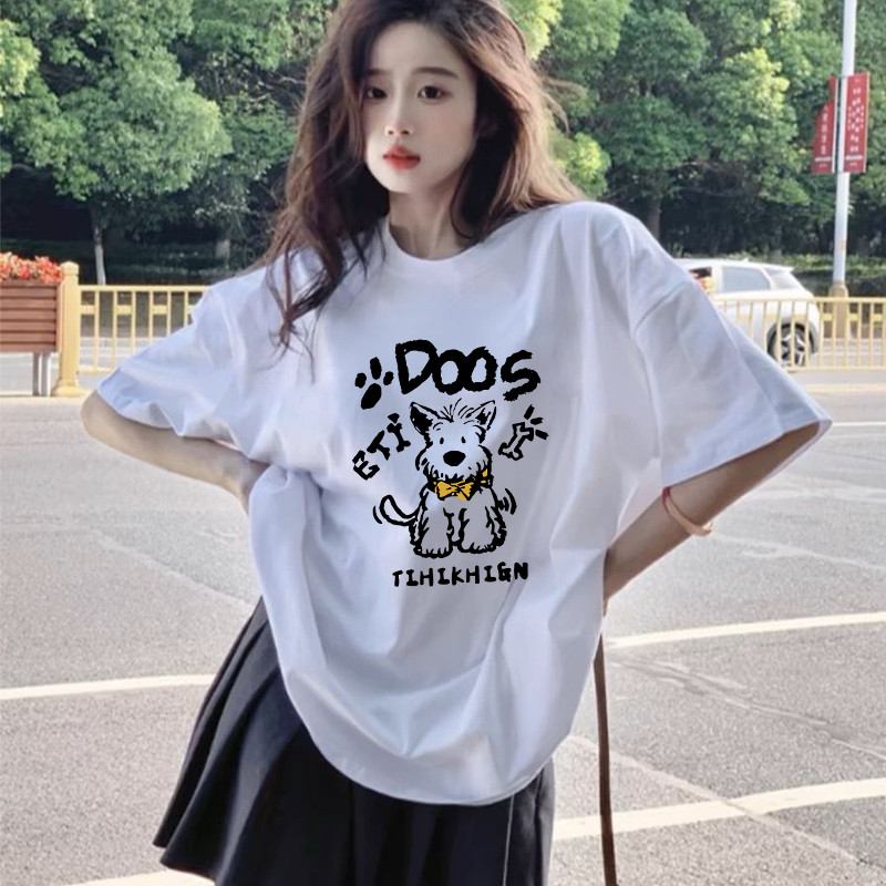 เสื้อยืดแขนสั้นผ้าฝ้ายแท้สำหรับผู้หญิง ออกแบบตามแฟชั่นเกาหลี ทรงคอด้านบนสวมใส่สบายและคล่องตัว - รูปที่ 2