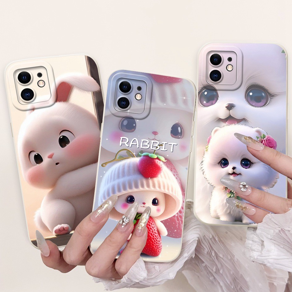 ฝาครอบป้องกันกล้องสําหรับ iPhone 11 ปลอก 6.1 นิ้วน่ารักการ์ตูน Love Heart Rabbit Cat Soft Case สําหร
