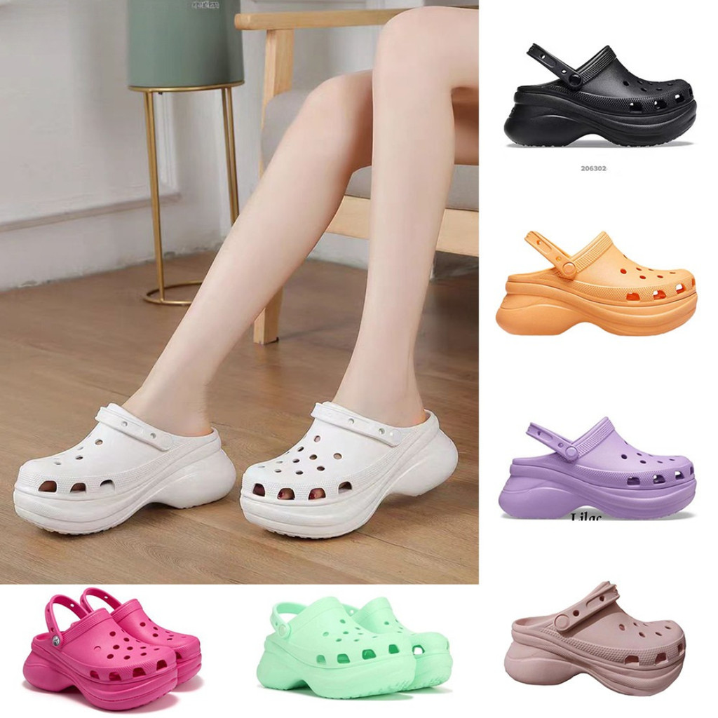 Classic Bae Clog Cross Womens platform Chain Embellished รองเท้าแตะความสูง 7-8 ซม.
