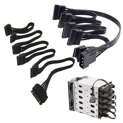 Molex 4 Pin IDE 1 ชาย 5 SATA 15 Pin หญิง SSD HDD Hard Disk ไดรฟ์ขยายแหล่งจ่ายไฟอินเทอร์เฟซอะแดปเตอร์แปลงสายแยก