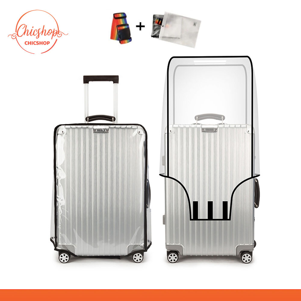 🎁แถมสายรัด ผ้าคลุมกระเป๋าเดินทาง 20/24/28/30นิ้ว/ กันน้ำ PVC ไร้ขอบ กันรอย หนาพิเศษ